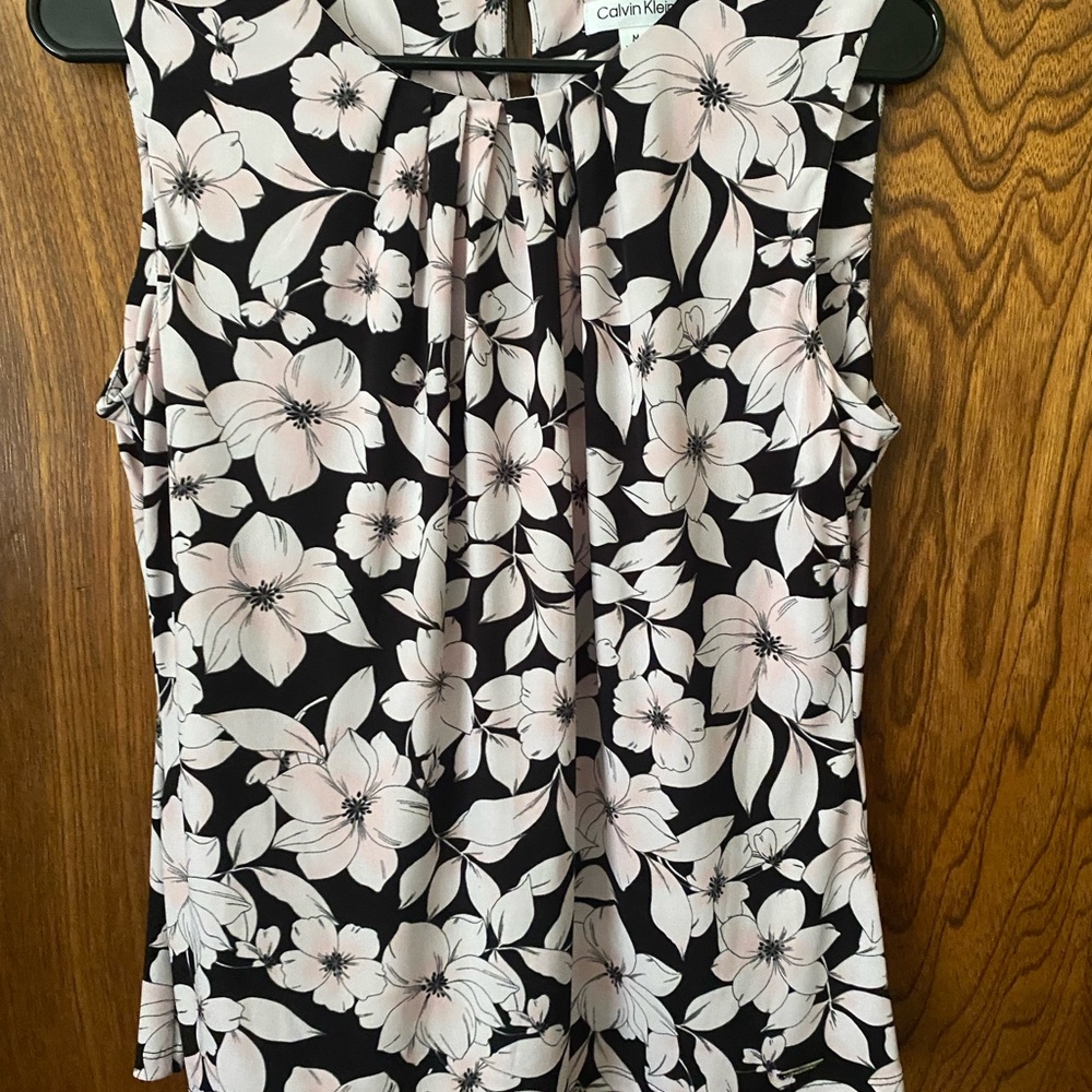 Calvin Klein Pink and Black Floral Top